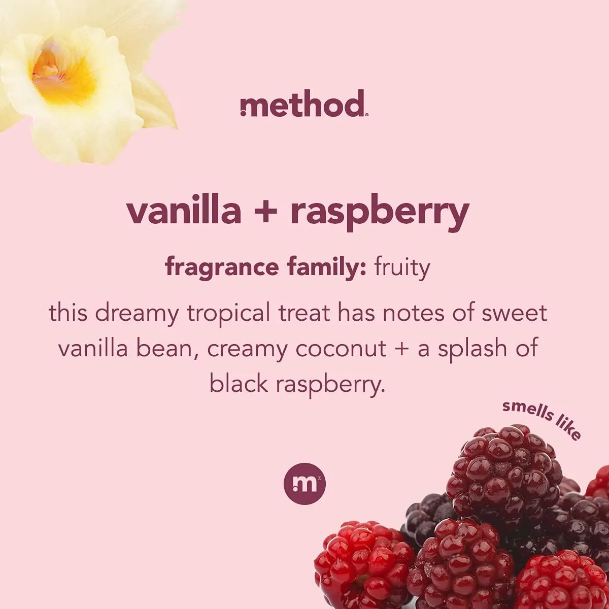 Method Gel Hand Soap, Vanilla   Raspberry, Reusable Pink Aluminum Bottle, Biodegradable Formula, 12 oz (Pack of 3)