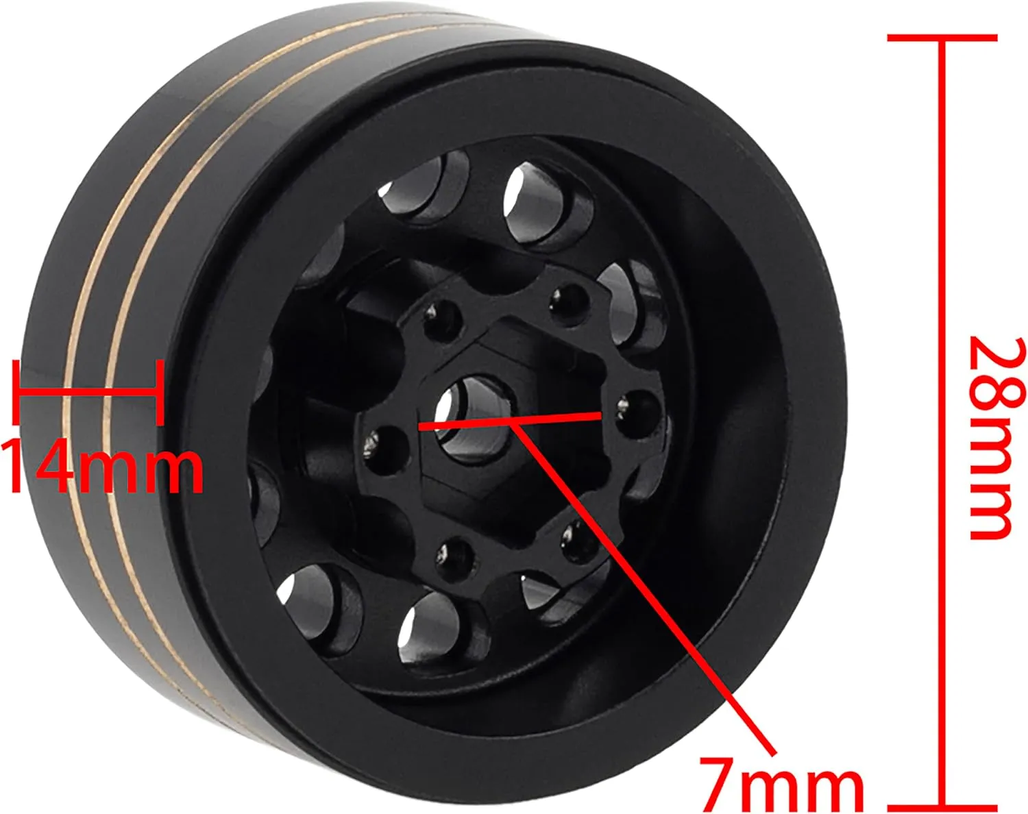 MEUS RACING 4Pcs 1.0 Beadlock Wheels Hub Rims w/Removable Thickened 4mm Hex Adapter for 1/18 TRX4M, Axial SCX24 Gladiator Bronco C10 JLU Deadbolt 1/24 RC Crawler Upgrades Part,Type C - Black