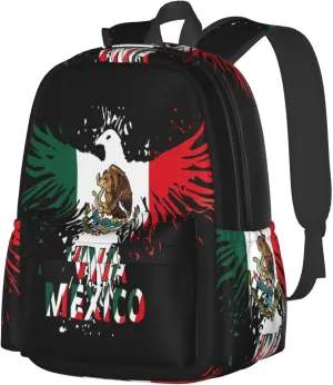 Mexico Eagle Mexican Art National Flags Laptop Backpacks Double Shoulder Laptop Pack Bag Casual Back Pack Lightweight Daypack Bags With Side Pockets For Daily Business Travel Hiking