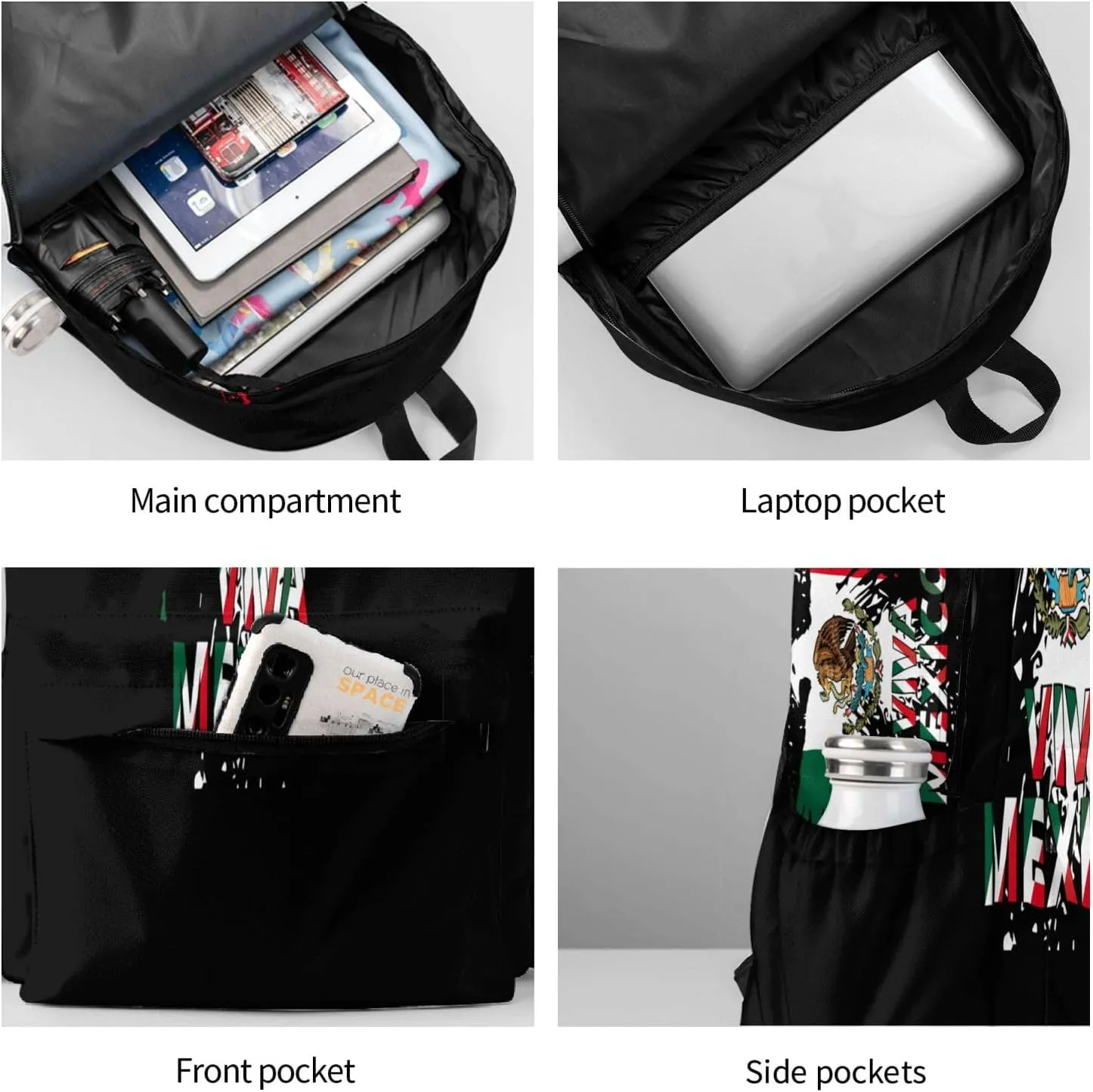 Mexico Eagle Mexican Art National Flags Laptop Backpacks Double Shoulder Laptop Pack Bag Casual Back Pack Lightweight Daypack Bags With Side Pockets For Daily Business Travel Hiking
