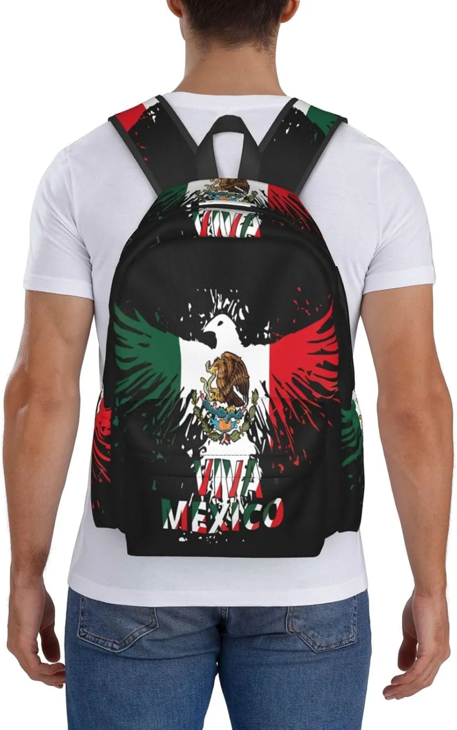 Mexico Eagle Mexican Art National Flags Laptop Backpacks Double Shoulder Laptop Pack Bag Casual Back Pack Lightweight Daypack Bags With Side Pockets For Daily Business Travel Hiking