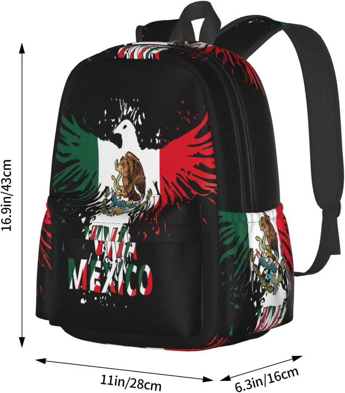 Mexico Eagle Mexican Art National Flags Laptop Backpacks Double Shoulder Laptop Pack Bag Casual Back Pack Lightweight Daypack Bags With Side Pockets For Daily Business Travel Hiking
