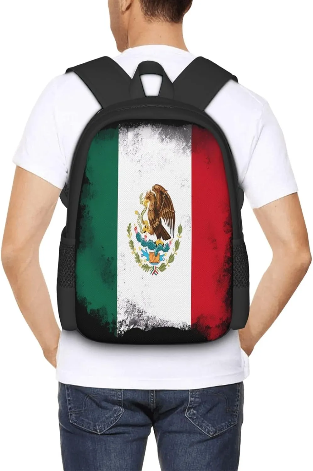 Mexico Mexican Eagle Flag Casual Backpacks Large Capacity Backpack Laptop Rucksack Sport Daypack Commuter Bags with Adjustable Strap for Traveling Camping