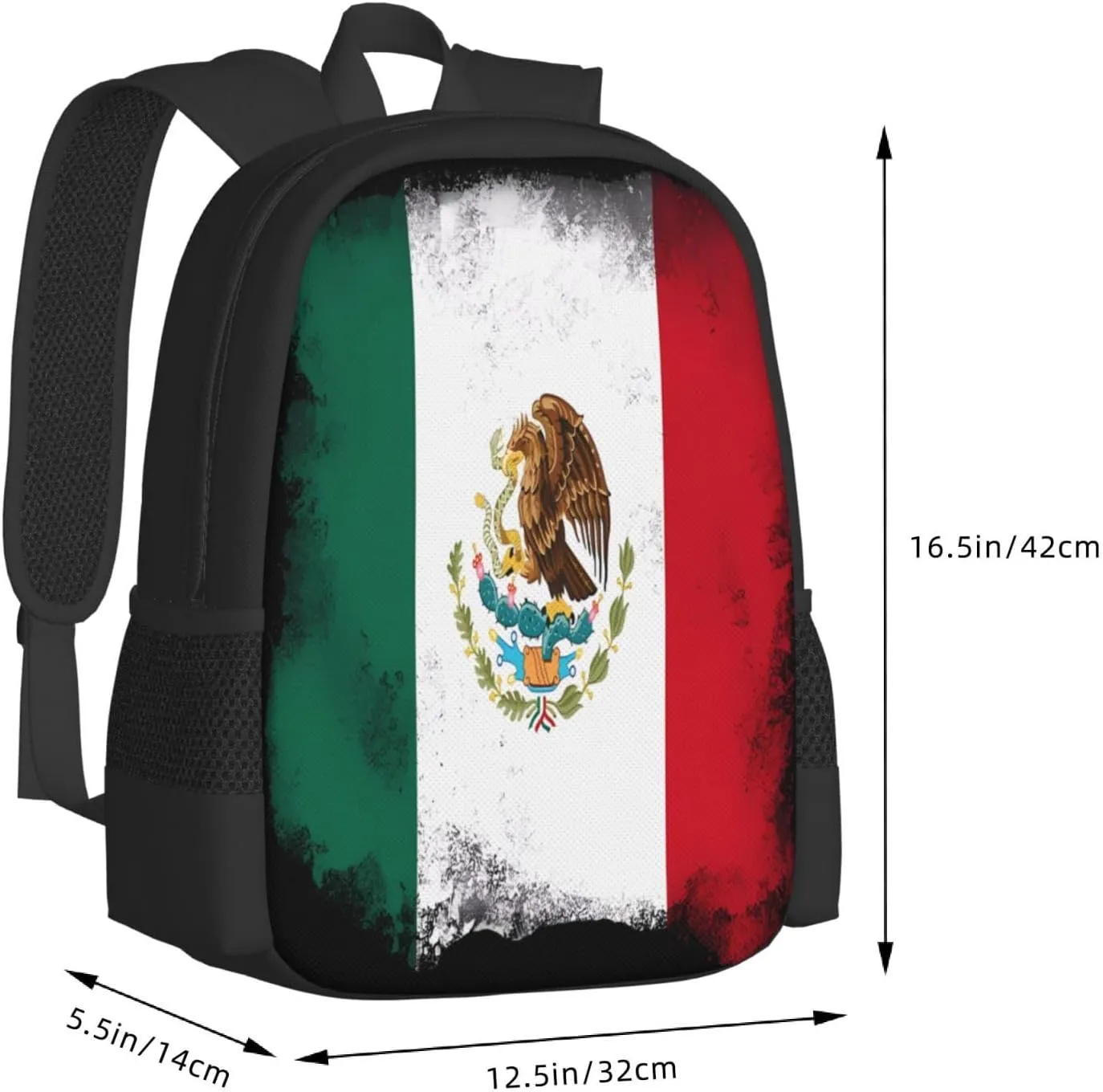 Mexico Mexican Eagle Flag Casual Backpacks Large Capacity Backpack Laptop Rucksack Sport Daypack Commuter Bags with Adjustable Strap for Traveling Camping