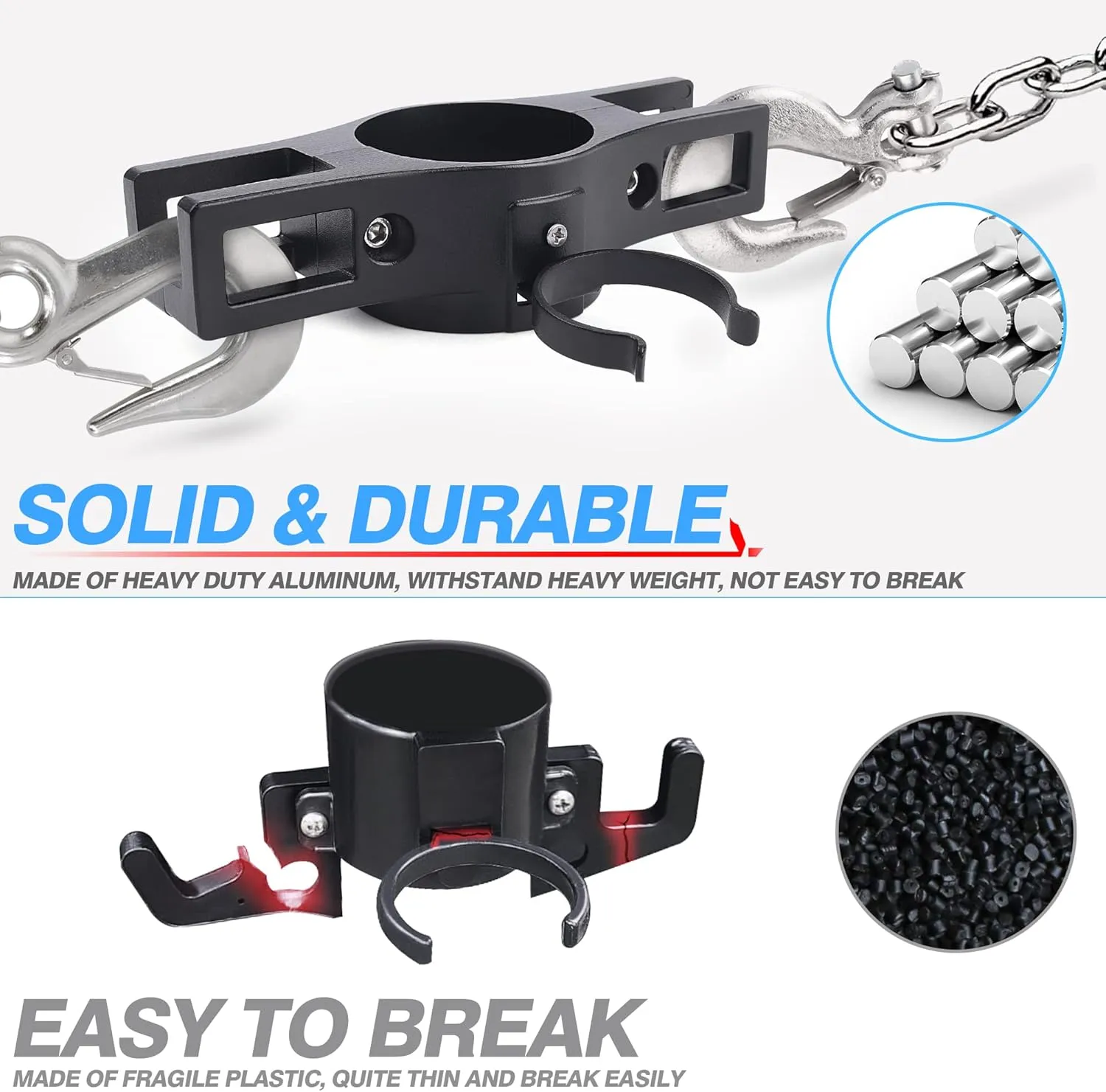 MICTUNING Heavy Duty Trailer Towing Organizer Powder Coating, Aluminum Chain Holder, 7 Way Plug Cover, a Lanyard with Aluminum Ferrule, Durable, Anti-Rust, Upgraded Design