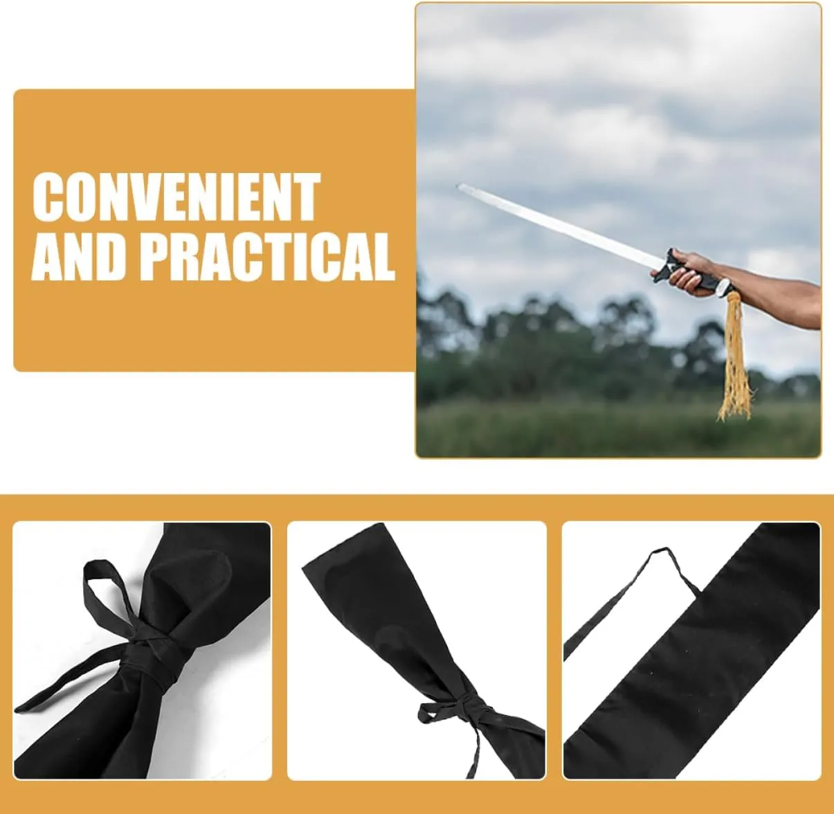 Mikikit Sword Protection Cover Men Holder Carry Bag Carrying Pouch Foldable Shoulder Camp Swords Small Sheathe