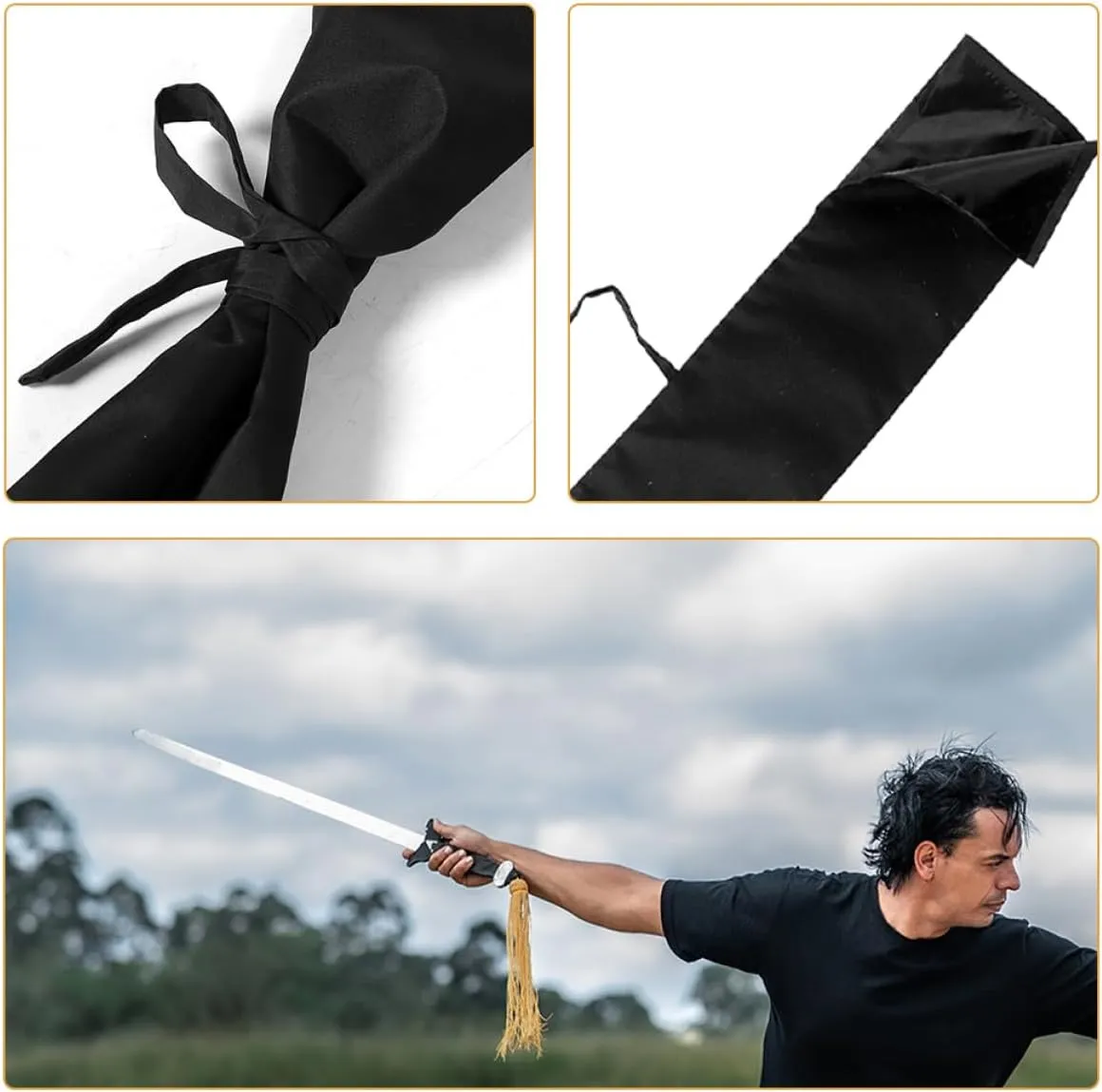 Mikikit Sword Protection Cover Men Holder Carry Bag Carrying Pouch Foldable Shoulder Camp Swords Small Sheathe