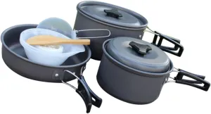 Milisten 1Set Camping Cookware Person Portable Folding Pot and Pan Kit Lightweight Cooking Equipment for Outdoor Activities Hiking and Picnic Includes Mesh