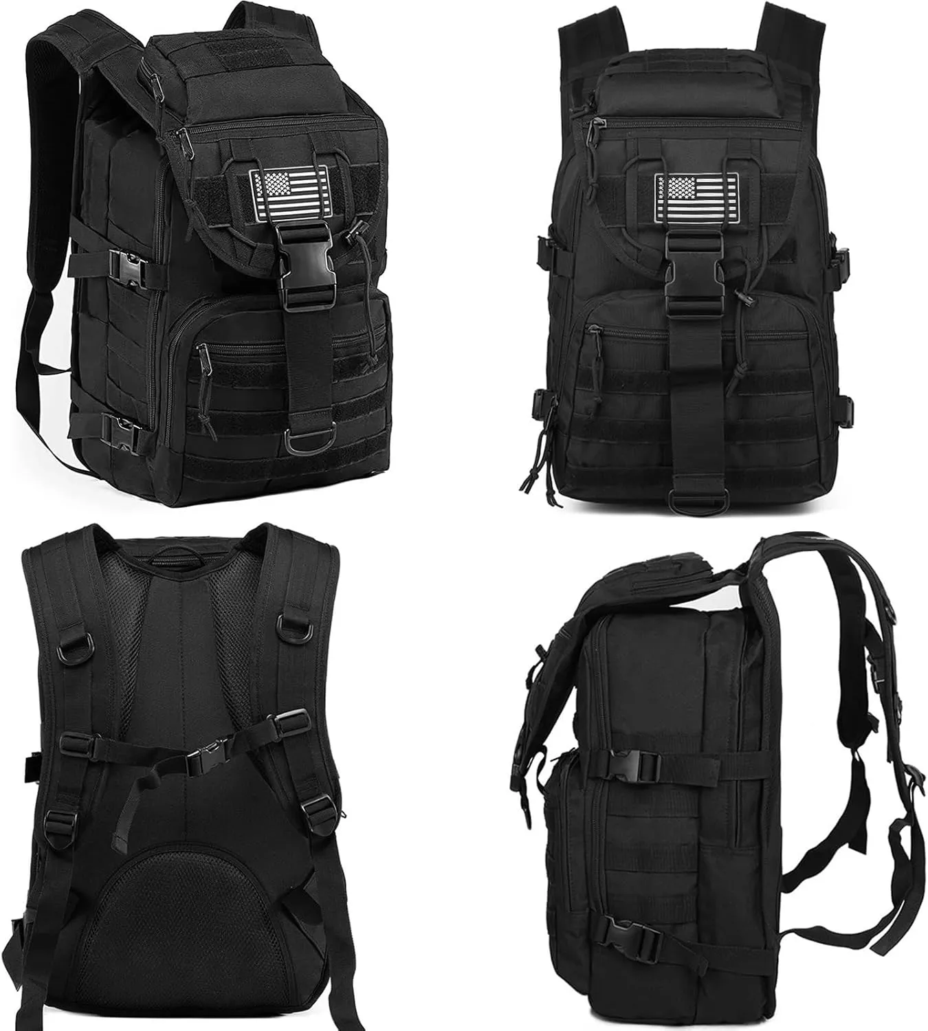 Military Tactical Backpack for Men 35L Army Assault Hiking Camping Backpacks with Molle System (Black)