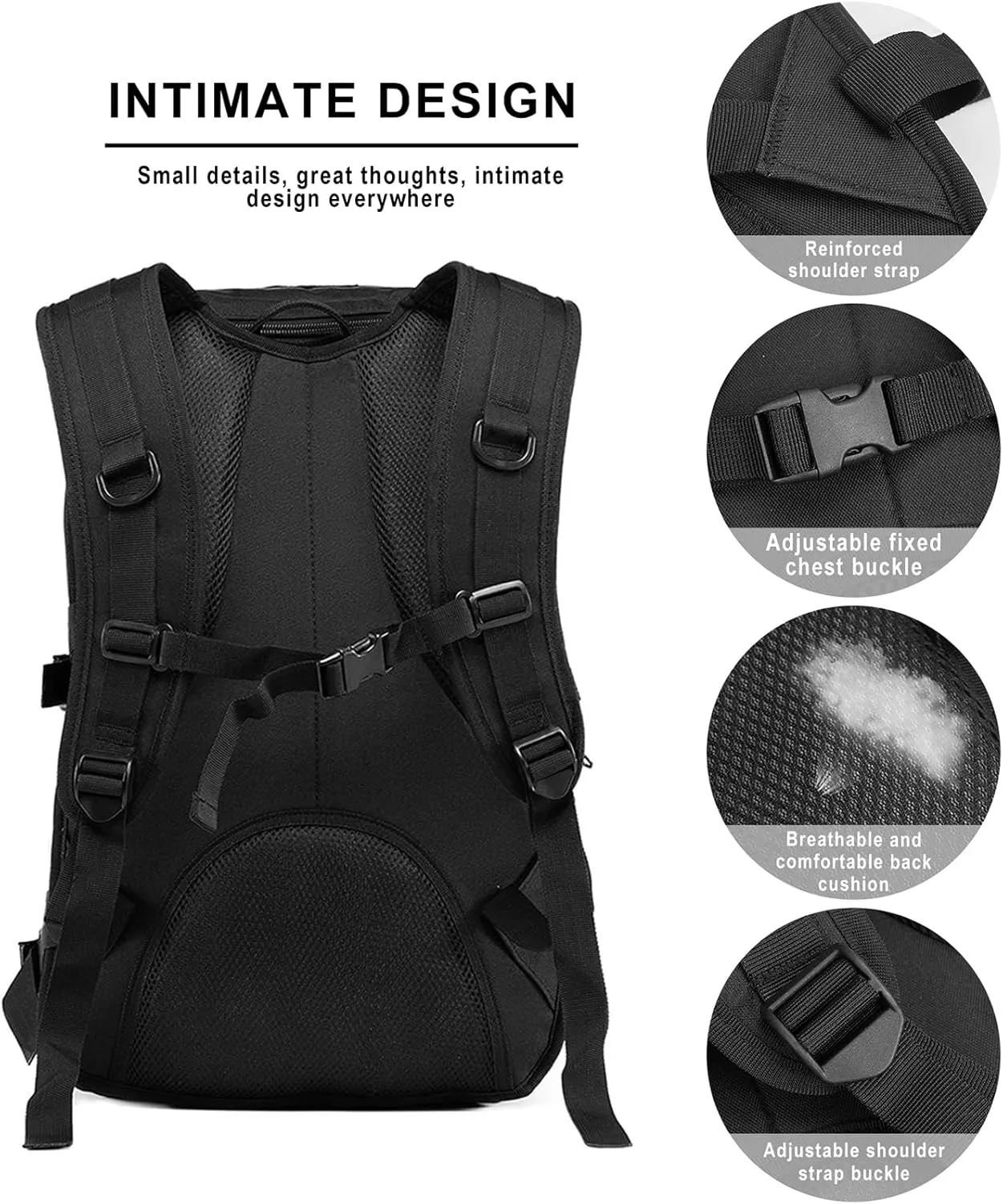 Military Tactical Backpack for Men 35L Army Assault Hiking Camping Backpacks with Molle System (Black)