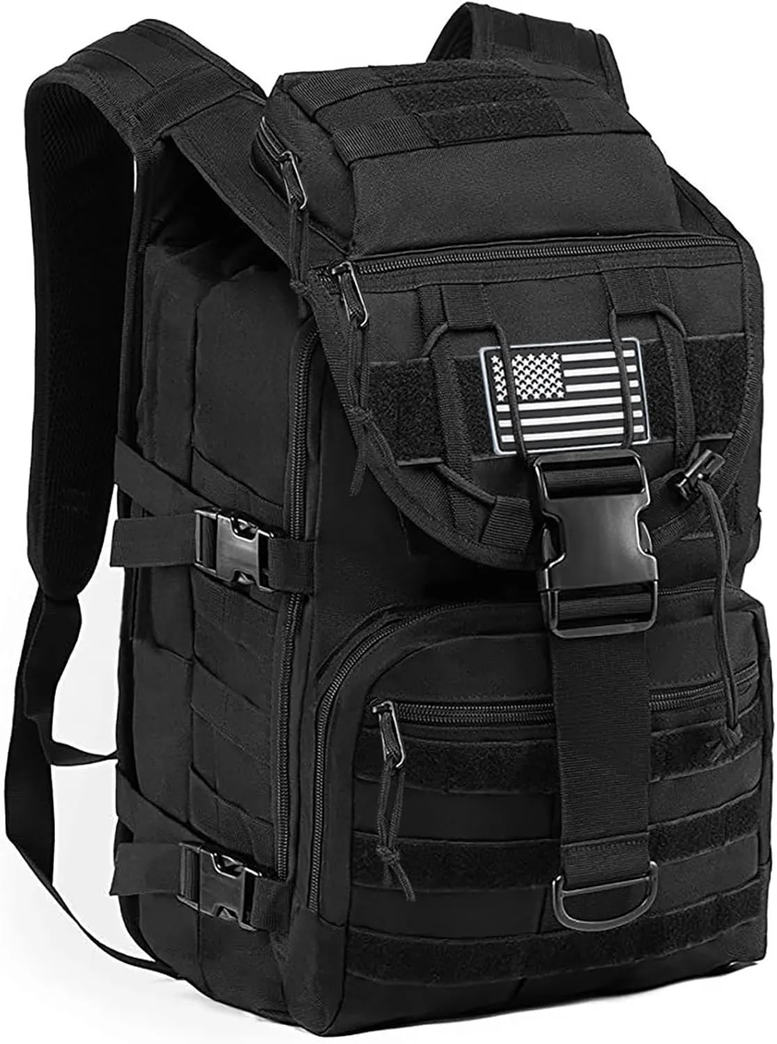 Military Tactical Backpack for Men 35L Army Assault Hiking Camping Backpacks with Molle System (Black)