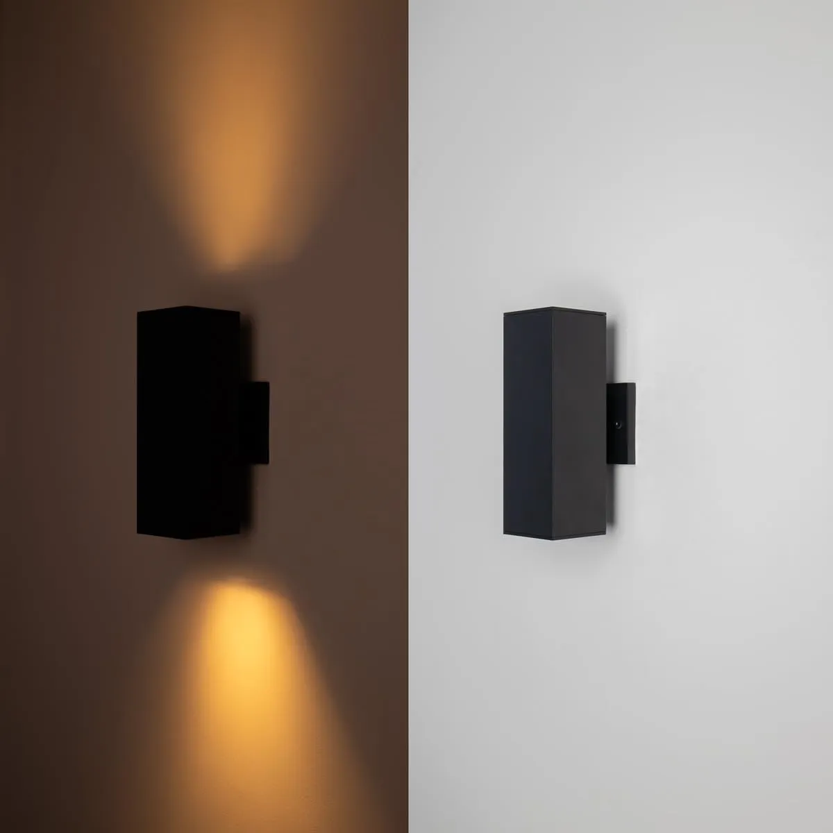 mirrea Modern Outdoor Porch Light Patio Light in 2 Lights with Aluminum Rectangular Tube and Tempered Glass Cover Waterproof Wall Sconce 2 Pack (Matte Black)