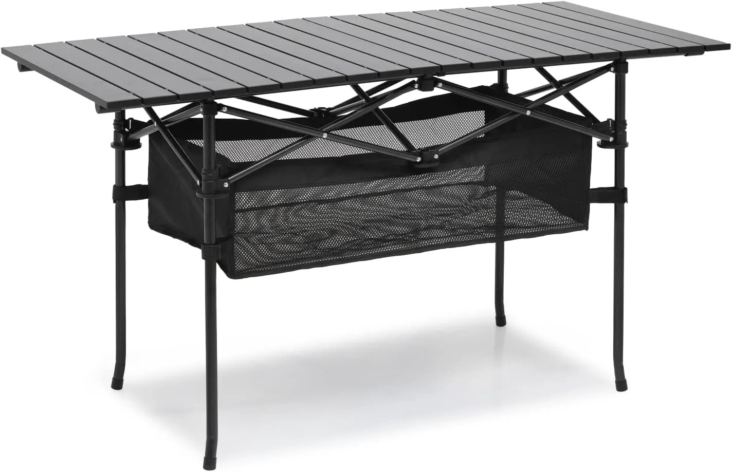 MoNiBloom Camping Table Fold Up Lightweight, 46.5" Length Outdoor Picnic Folding Roll-up Camping Tables with Easy Carrying Bag for Outdoor Beach Backyard BBQ Party Patio Use, Black