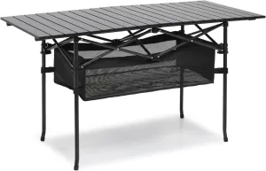 MoNiBloom Camping Table Fold Up Lightweight, 46.5" Length Outdoor Picnic Folding Roll-up Camping Tables with Easy Carrying Bag for Outdoor Beach Backyard BBQ Party Patio Use, Black