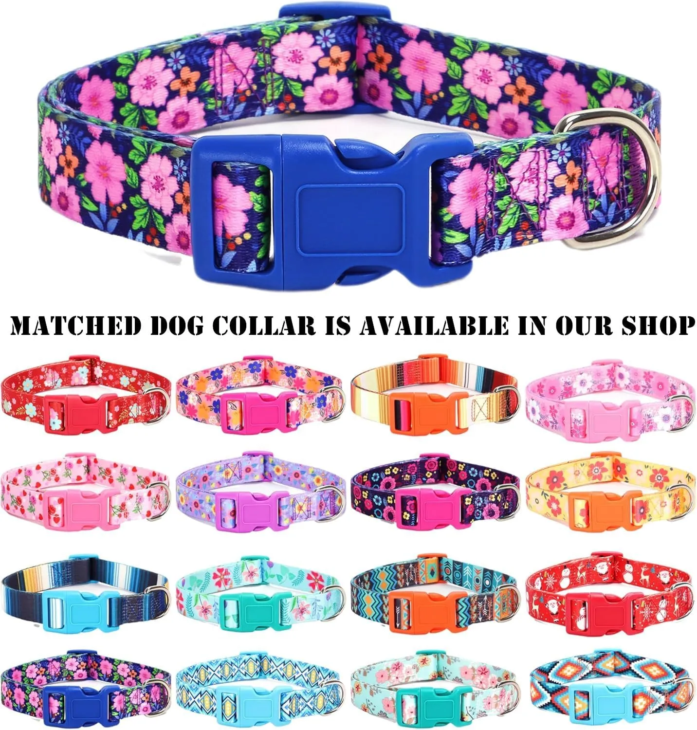 Moonpet Step in Dog Harness Leash Set- All Weather Reflective No-Pull Floral Pattern Padded Mesh Vest Harness for Cats Puppy Extra-Small Small Medium Large Dogs - Dark Flower - S