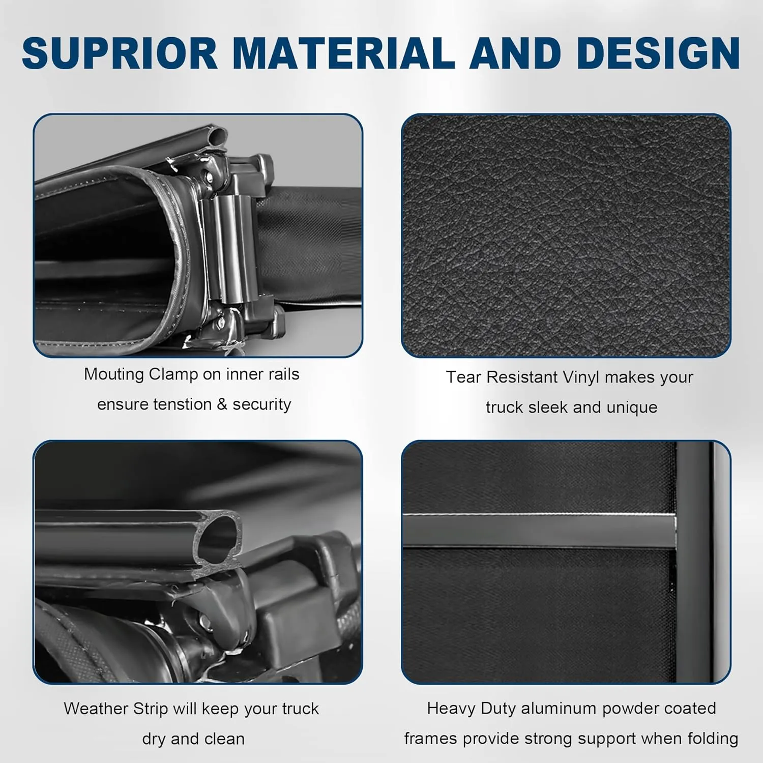 MOSTPLUS Quad 4-Fold Soft Folding Truck Bed Tonneau Cover Compatible for 2015-2025 Ford F150 F-150 Bed Fourth Fold Styleside (6.5 FT)