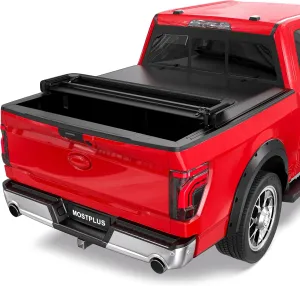 MOSTPLUS Quad 4-Fold Soft Folding Truck Bed Tonneau Cover Compatible for 2015-2025 Ford F150 F-150 Bed Fourth Fold Styleside (6.5 FT)
