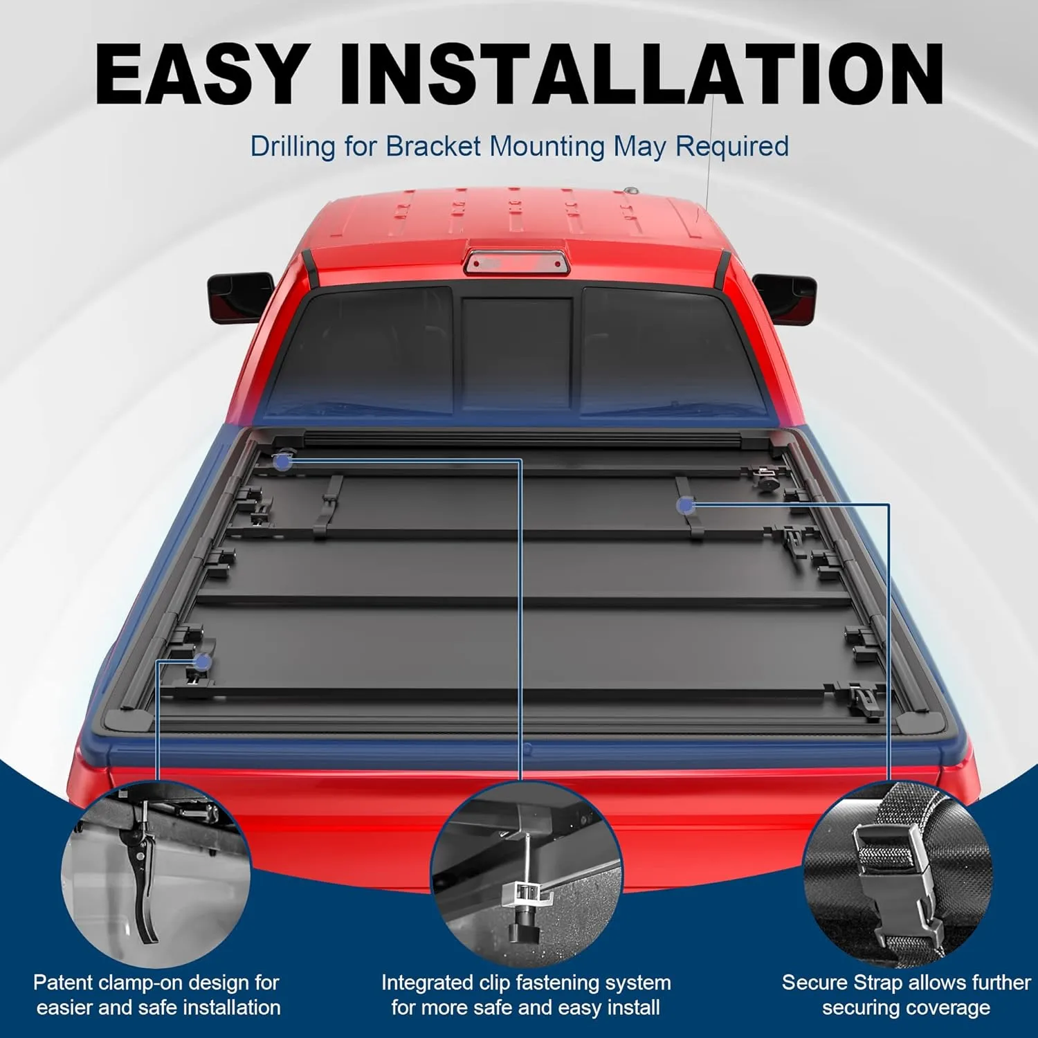 MOSTPLUS Quad 4-Fold Soft Folding Truck Bed Tonneau Cover Compatible for 2015-2025 Ford F150 F-150 Bed Fourth Fold Styleside (6.5 FT)