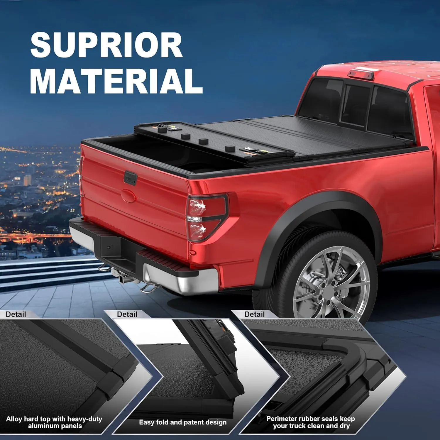 MOSTPLUS Quad Fold Soft Truck Bed Tonneau Cover On Top Compatible for 2015-2024 2025 Ford F150 F-150 Bed Fourth Fold Styleside 5.5 FT Bed Cover