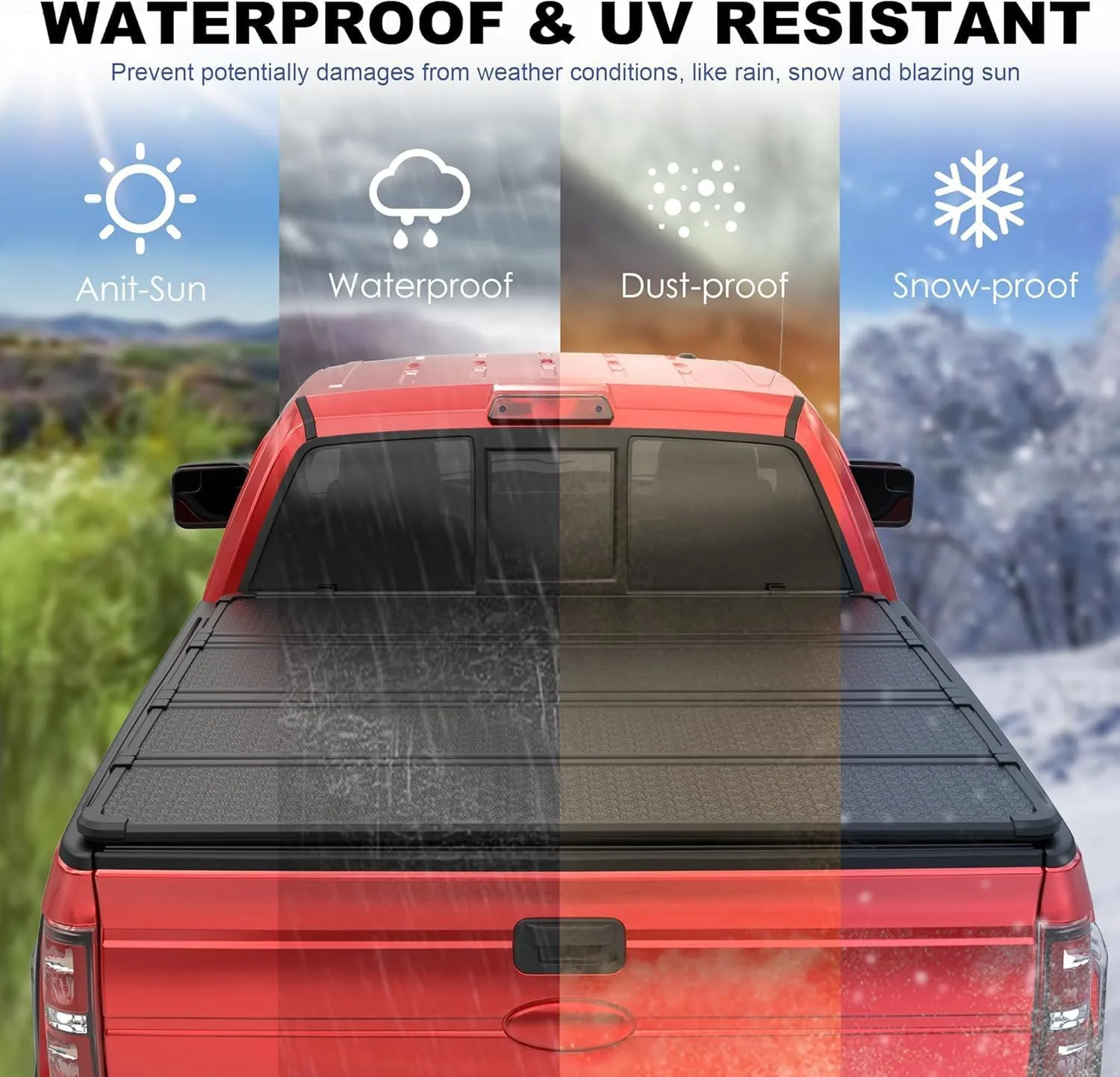 MOSTPLUS Quad Fold Soft Truck Bed Tonneau Cover On Top Compatible for 2015-2024 2025 Ford F150 F-150 Bed Fourth Fold Styleside 5.5 FT Bed Cover