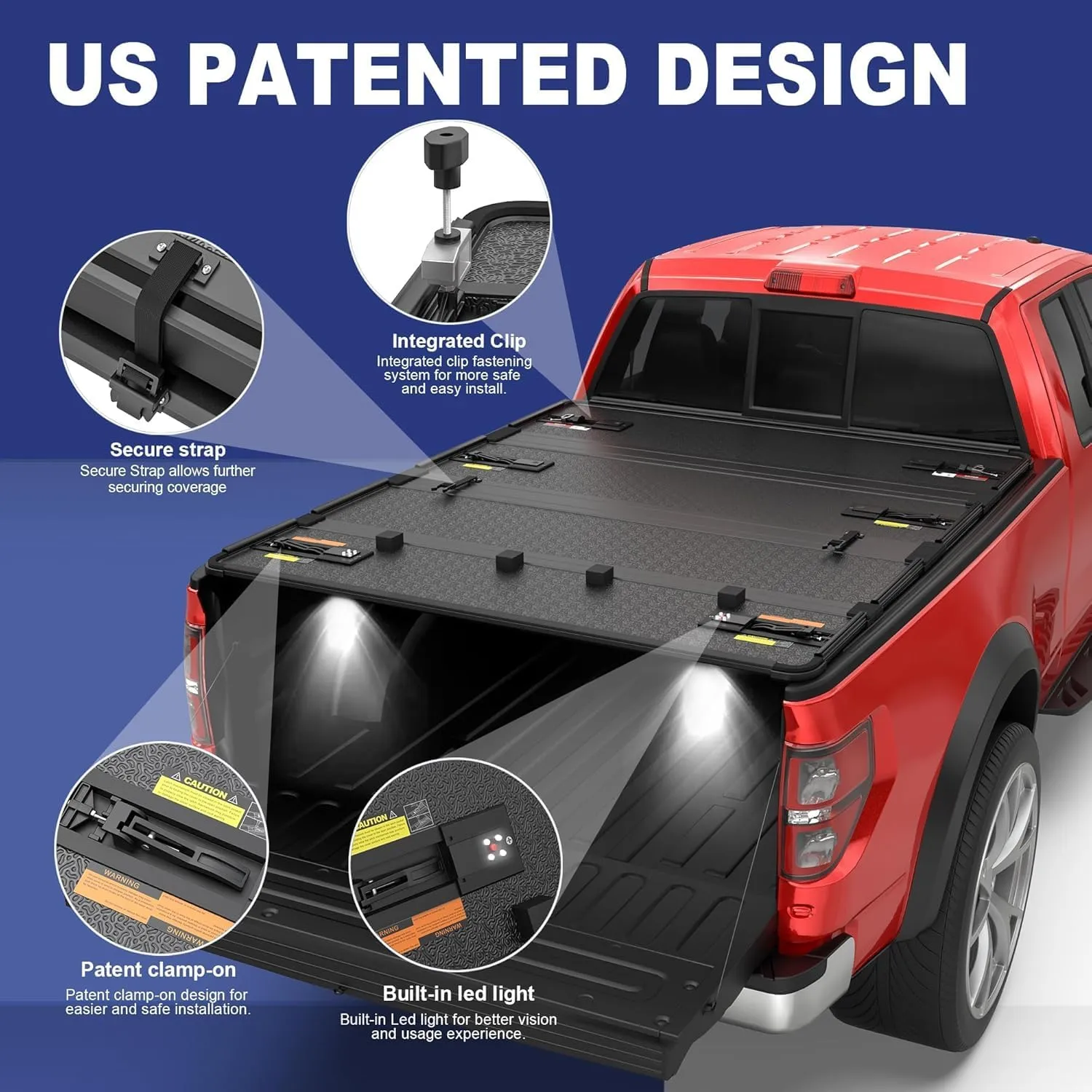 MOSTPLUS Quad Fold Soft Truck Bed Tonneau Cover On Top Compatible for 2015-2024 2025 Ford F150 F-150 Bed Fourth Fold Styleside 5.5 FT Bed Cover