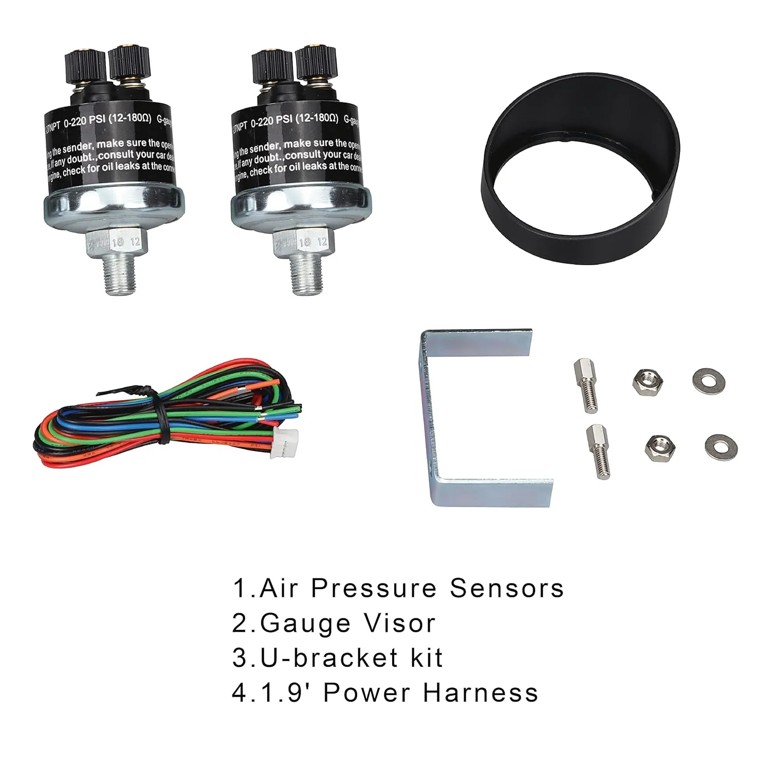 MOTOR METER RACING 52mm 2-1/16" Digital Dual Air Pressure Gauge Air Ride & Air Bag Suspension System Blue LED 220 PSI