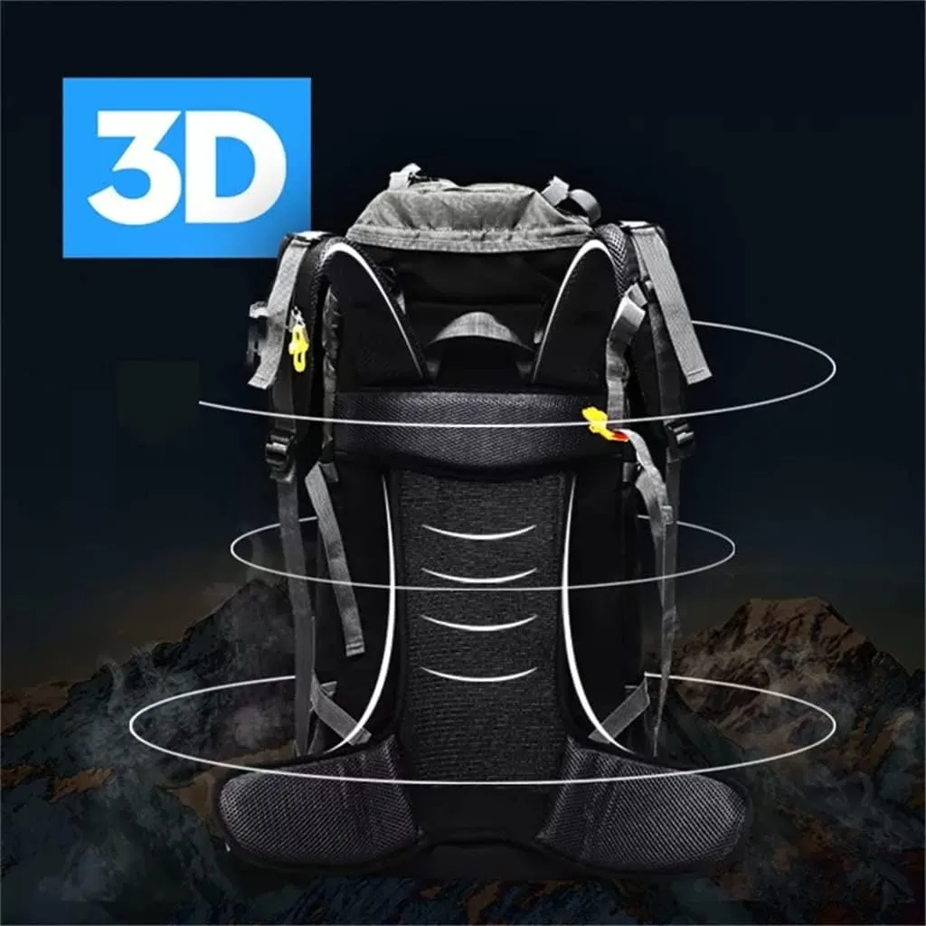 Mountaineering backpack hiking camping backpack large capacity mountaineering bag men 50L/60L(Argento,60L)