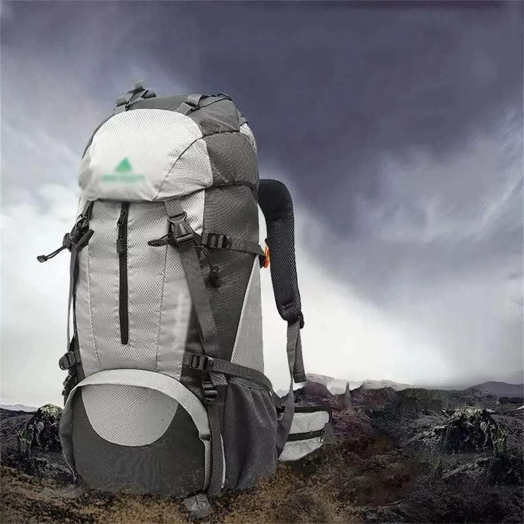 Mountaineering backpack hiking camping backpack large capacity mountaineering bag men 50L/60L(Argento,60L)