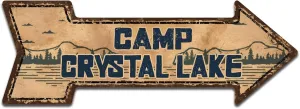 Mukuko Vintage Arrow Metal Signs - Camp Crystal Lake, Home of A Serial Killer Tin Sign Retro Style Wall Decor, 6 x 18 inches