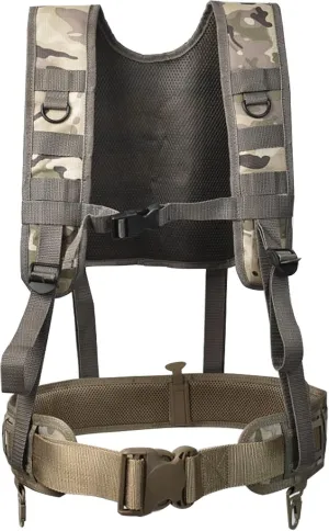 Multi-Functional Hunting MOLLE Belt Tactical Patrol Waist Belt with Adjustable Tactical Suspenders Harness Straps