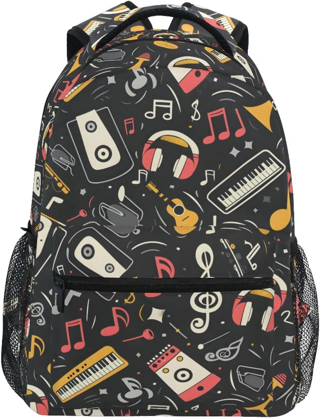 Music Note Musical Instrument School Kids Backpack for Boys Girls Laptop Backpack Lightweight Travel Bag for Women Men