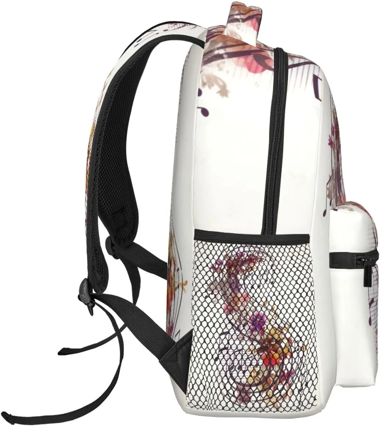 Musical Note Floral Backpack for Men Women Casual Daypack Laptop Backpack Computer Bag Travel Laptop Bag