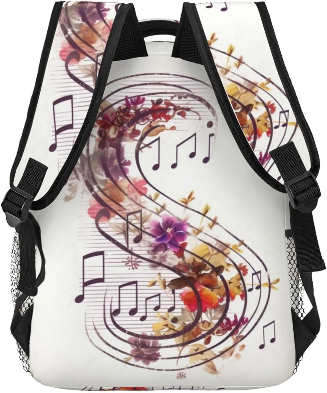 Musical Note Floral Backpack for Men Women Casual Daypack Laptop Backpack Computer Bag Travel Laptop Bag