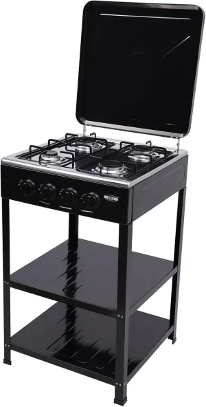 Natural Gas Stove,Gas Stove Portable Stove 4 Burner with Support Leg Stand and Wind Blocking Cover Adapter Manual Ignition Camping Stove for Home Use (Black)