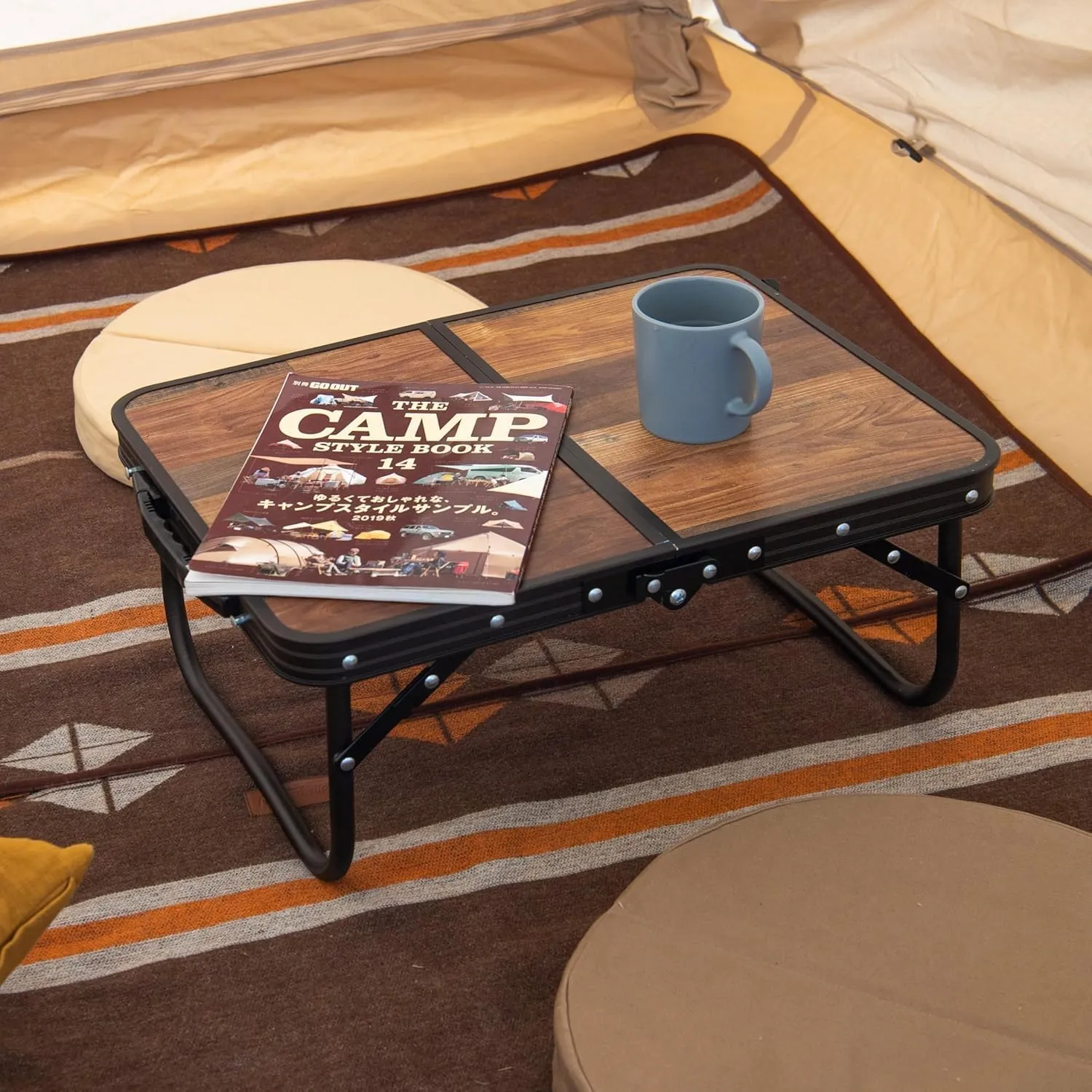 Naturehike Compact Camping Folding Table, Portable Camping Side Tables with Adjustable Legs, Folding Beach Table with Carry Bag for Outdoor Camping, Cooking, BBQ, Travel - Retro