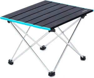 Naturehike Portable Camping Side Tables with Aluminum Table Top: Hard-Topped Folding Table in a Bag for Picnic, Camp, Beach, Boat, Useful for Dining & Cooking with Burner, Easy to Clean (Black)