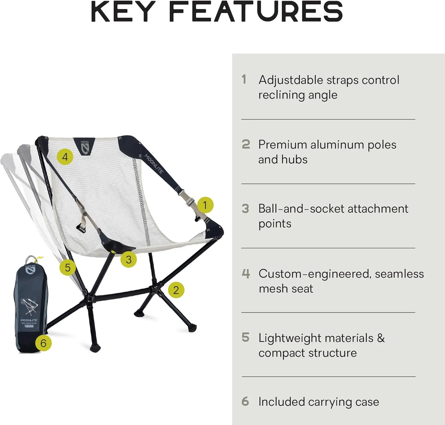 NEMO Equipment Moonlite Reclining Camp Chair - Pelican Gray - One Size