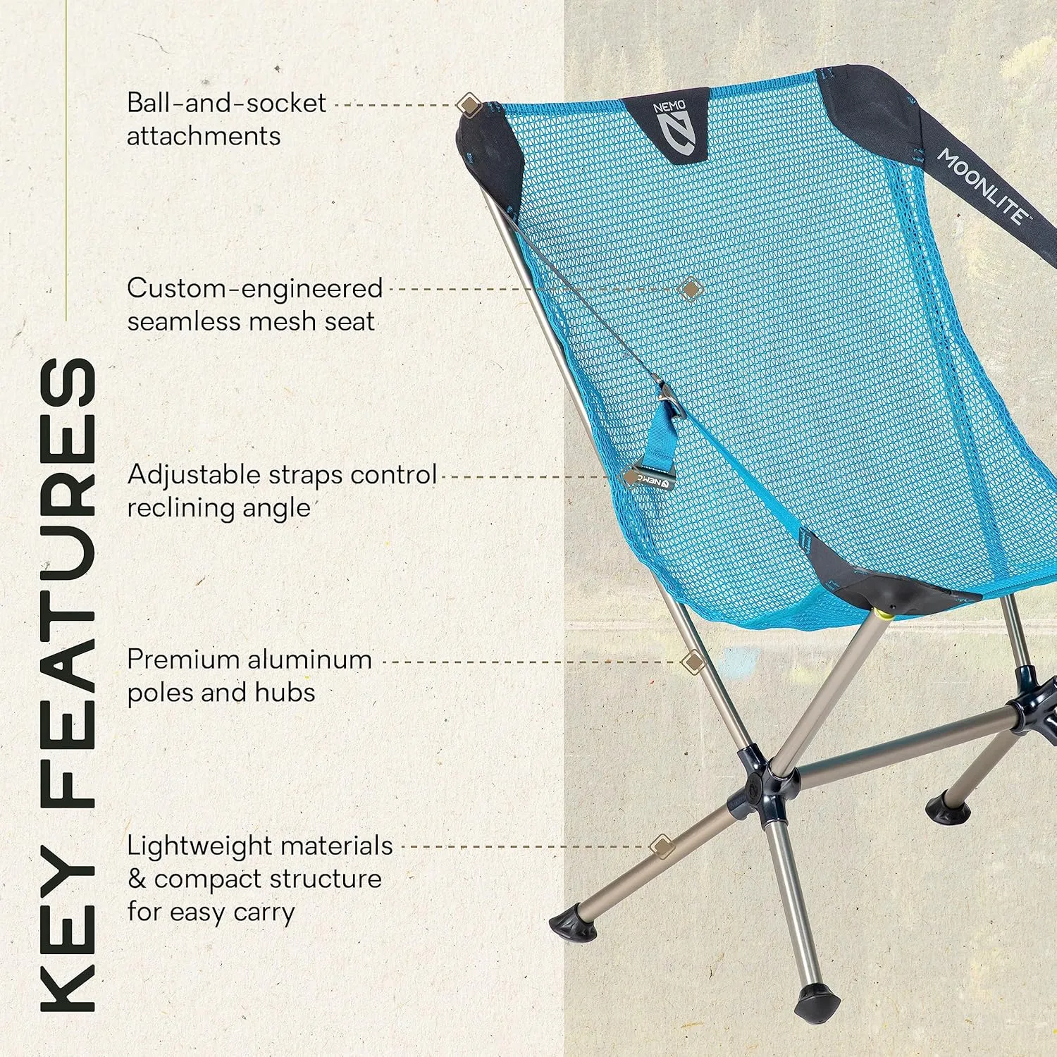 NEMO Moonlite Reclining Camp Chair - Bluebird