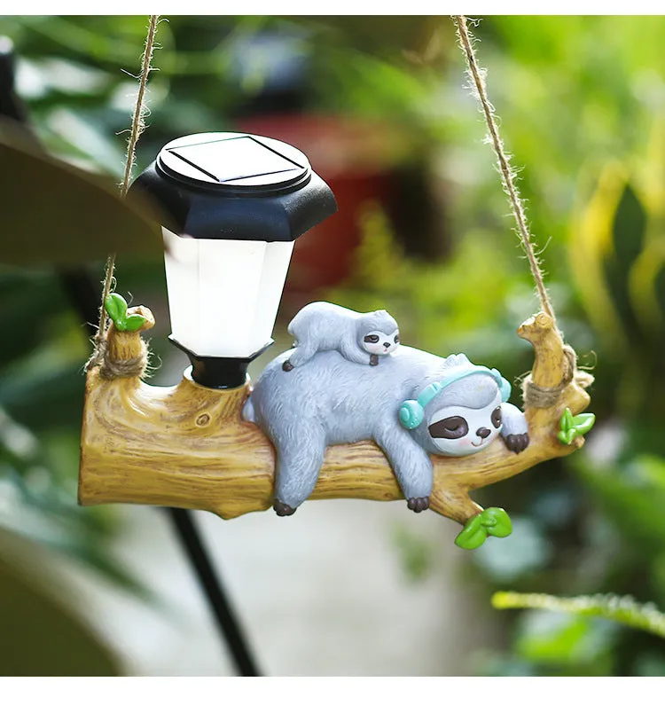 New Garden LED Solar Light Squirrel Sloth resin Hanging Light Outdoor Garden Decorative Light