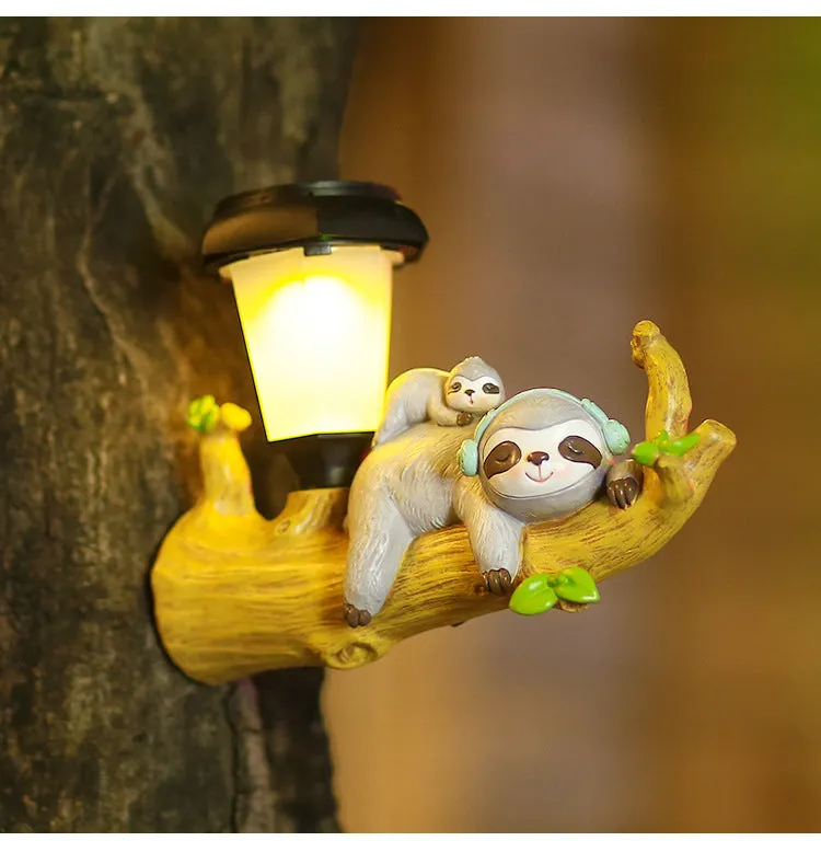 New Garden LED Solar Light Squirrel Sloth resin Hanging Light Outdoor Garden Decorative Light