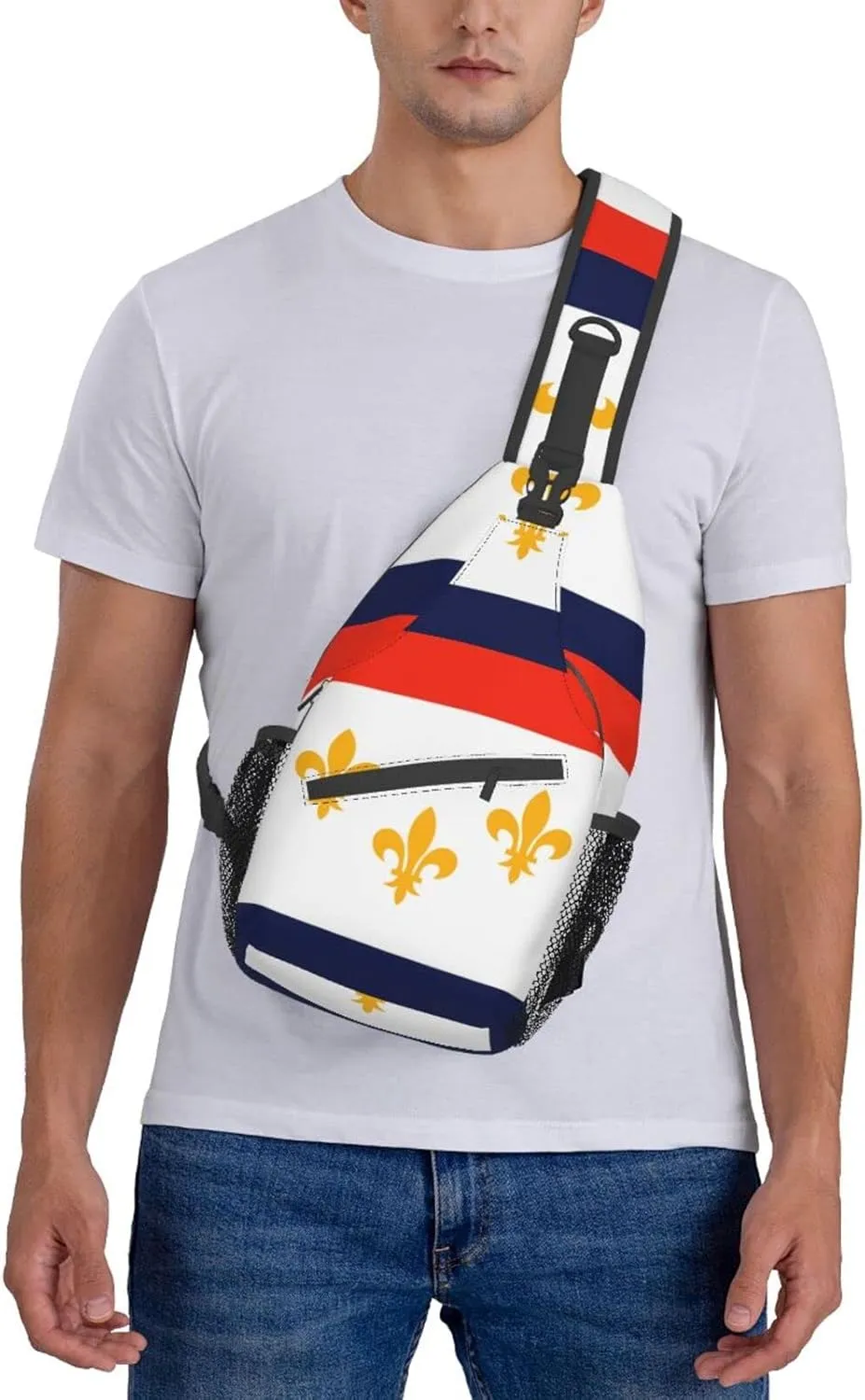 New Orleans Flag Outdoor Cross-body Shoulder Bag, Unisex Backpack For Women Men Young Hiking Travel