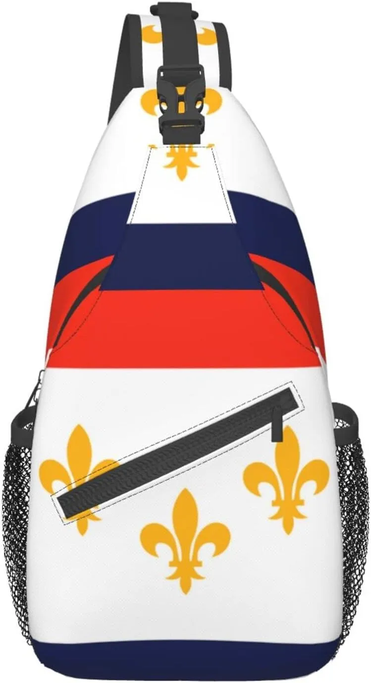 New Orleans Flag Outdoor Cross-body Shoulder Bag, Unisex Backpack For Women Men Young Hiking Travel