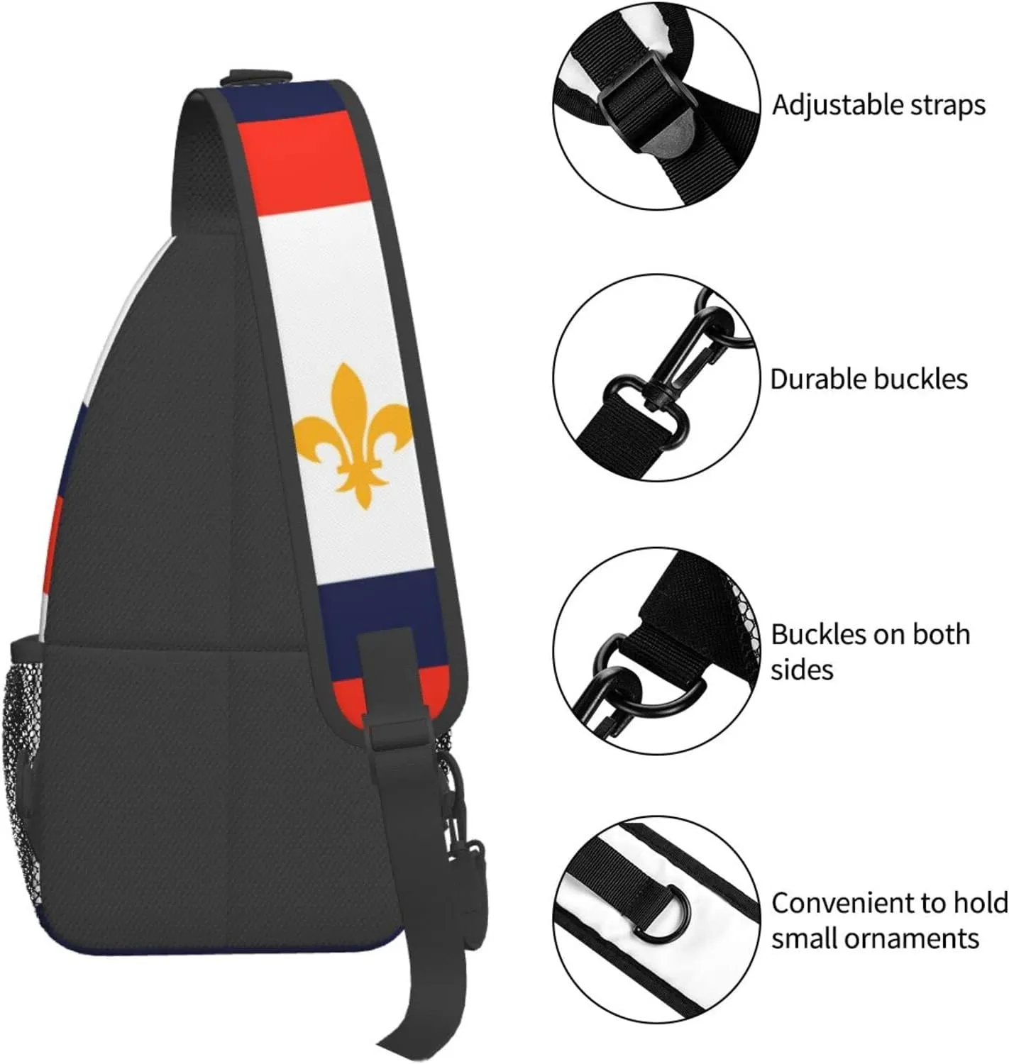 New Orleans Flag Outdoor Cross-body Shoulder Bag, Unisex Backpack For Women Men Young Hiking Travel