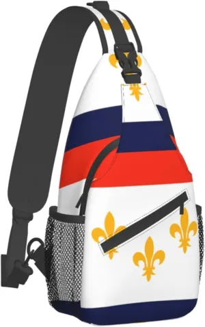 New Orleans Flag Outdoor Cross-body Shoulder Bag, Unisex Backpack For Women Men Young Hiking Travel