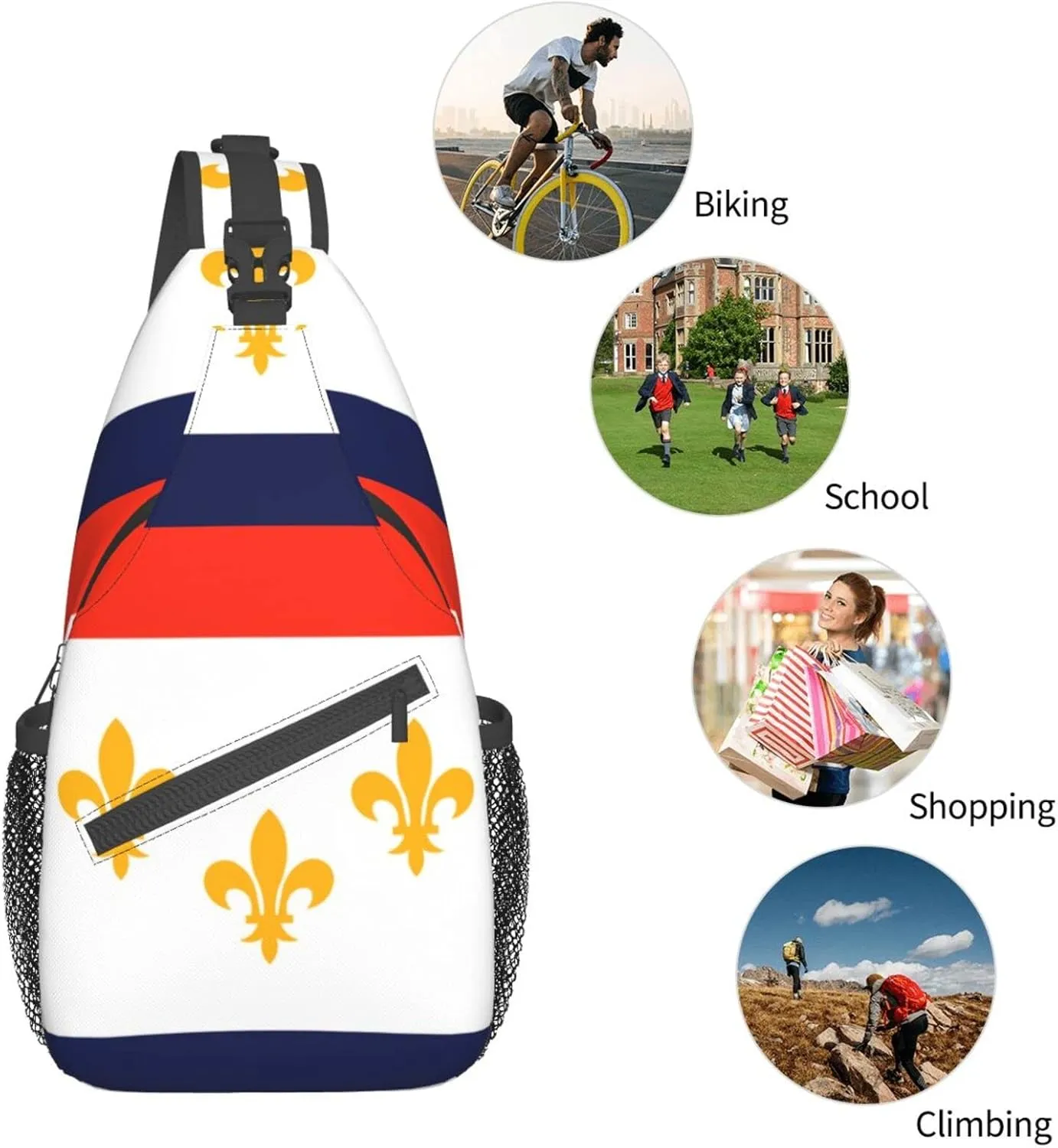 New Orleans Flag Outdoor Cross-body Shoulder Bag, Unisex Backpack For Women Men Young Hiking Travel