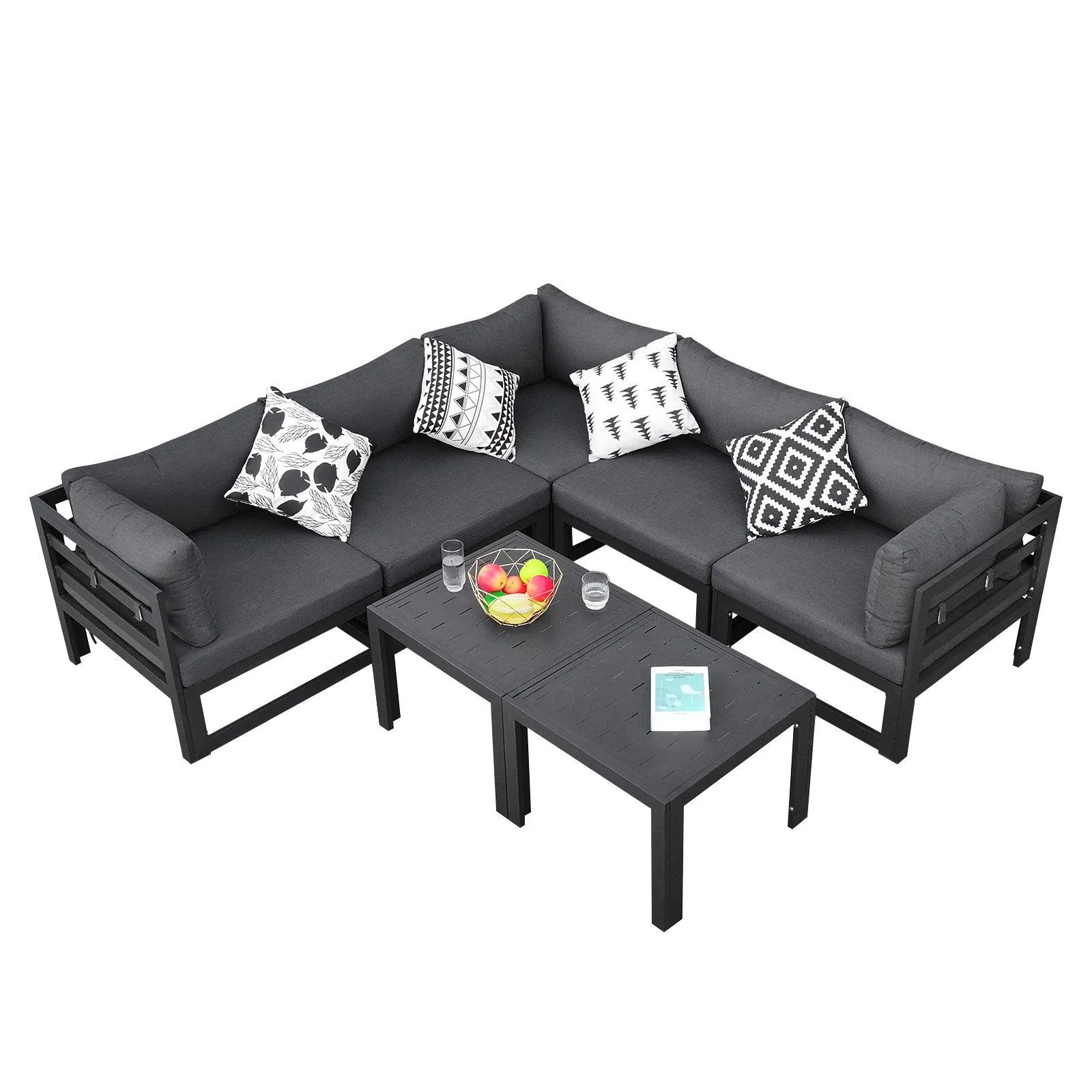 NICESOUL Aluminum Patio Sofa with Table 5 Seater 7-Piece