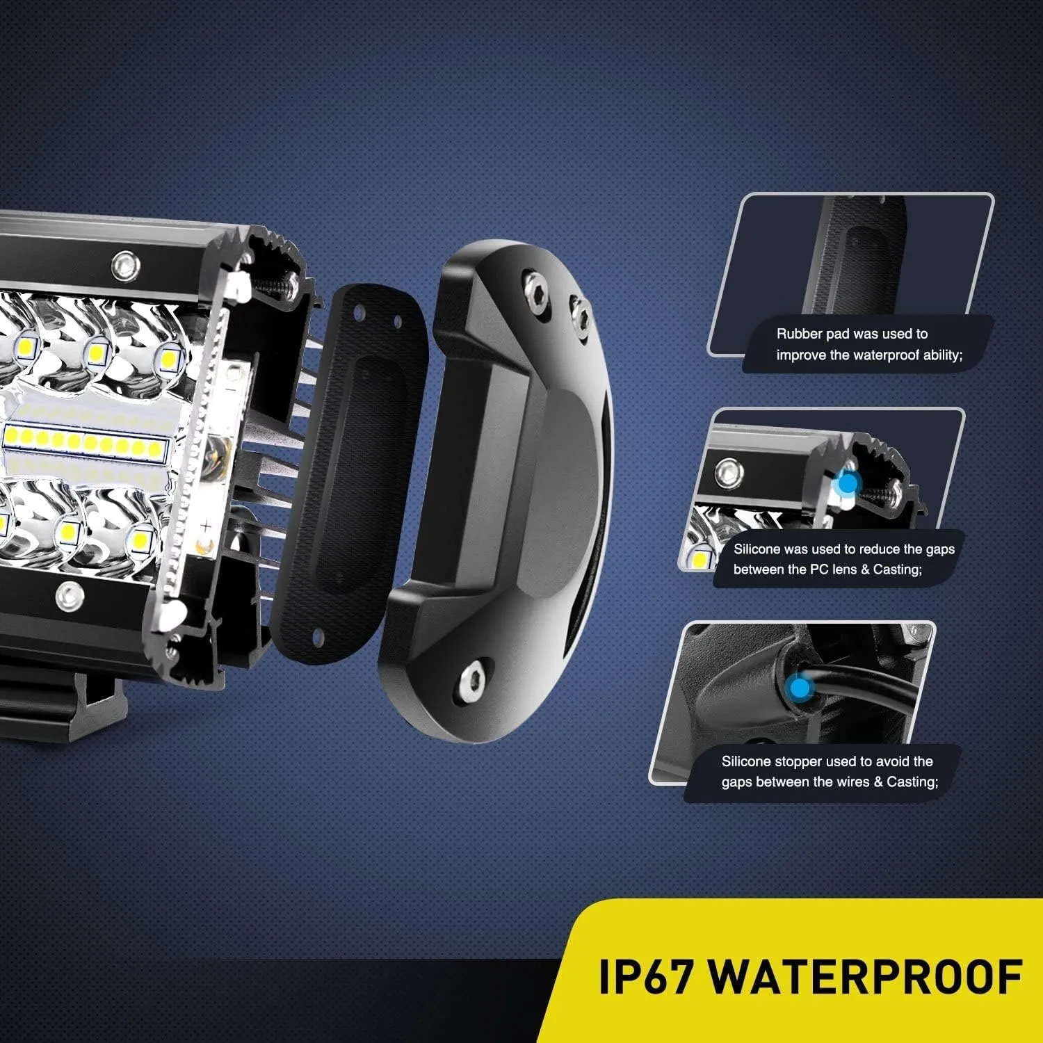 Nilight 2PC 4Inch Triple Row Lights 60W Flood Spot Combo 6000LM Bar Driving Boat Led Off Road Trucks with JK A-Pillar Windshield Hinge Mounting Brackets Wiring Harness Kit, 2 Years Warranty