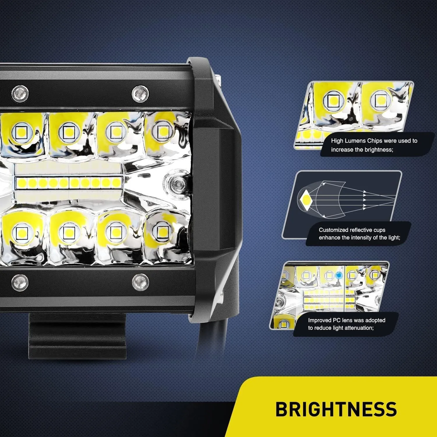 Nilight 2PC 4Inch Triple Row Lights 60W Flood Spot Combo 6000LM Bar Driving Boat Led Off Road Trucks with JK A-Pillar Windshield Hinge Mounting Brackets Wiring Harness Kit, 2 Years Warranty