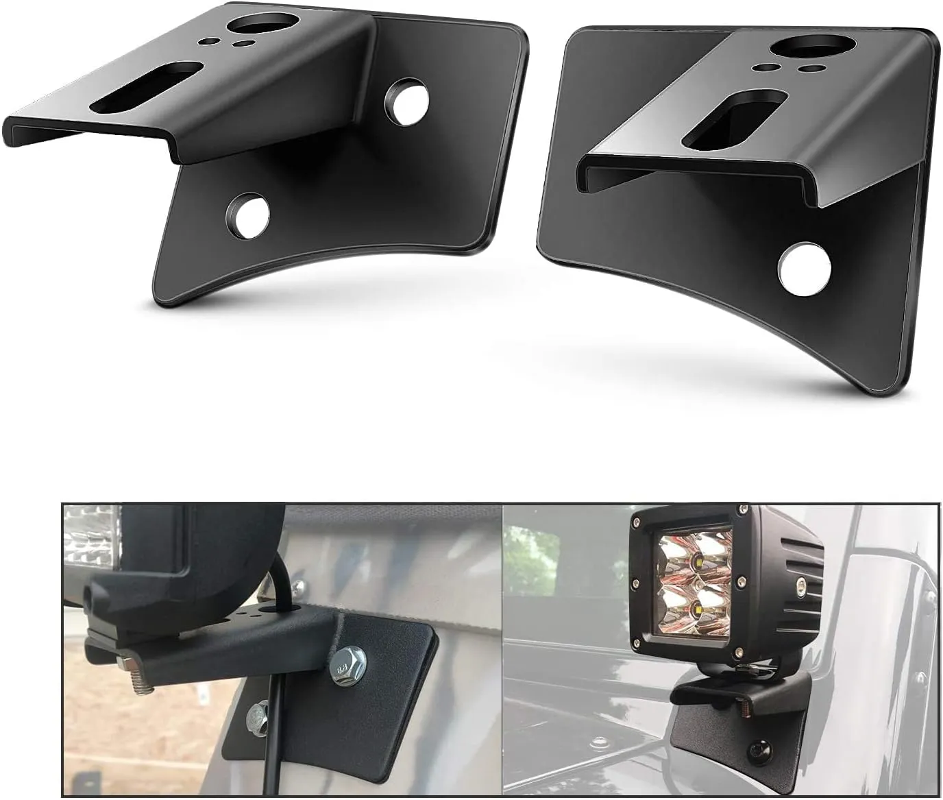 Nilight 2PC 4Inch Triple Row Lights 60W Flood Spot Combo 6000LM Bar Driving Boat Led Off Road Trucks with JK A-Pillar Windshield Hinge Mounting Brackets Wiring Harness Kit, 2 Years Warranty