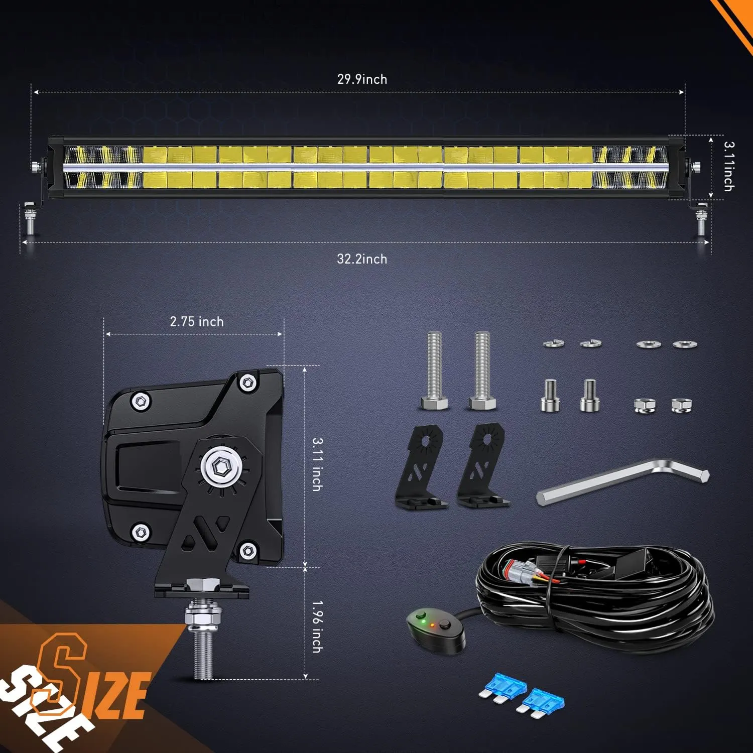 Nilight 30 Inch LED Light Bar DRL 240W 24800LM Anti-Glare Flood Spot Offroad Driving Lamp IP68 w/ 12AWG DT Connector Wiring Harness for Pickup Truck SUV ATV UTV Boat 4x4 Jeep